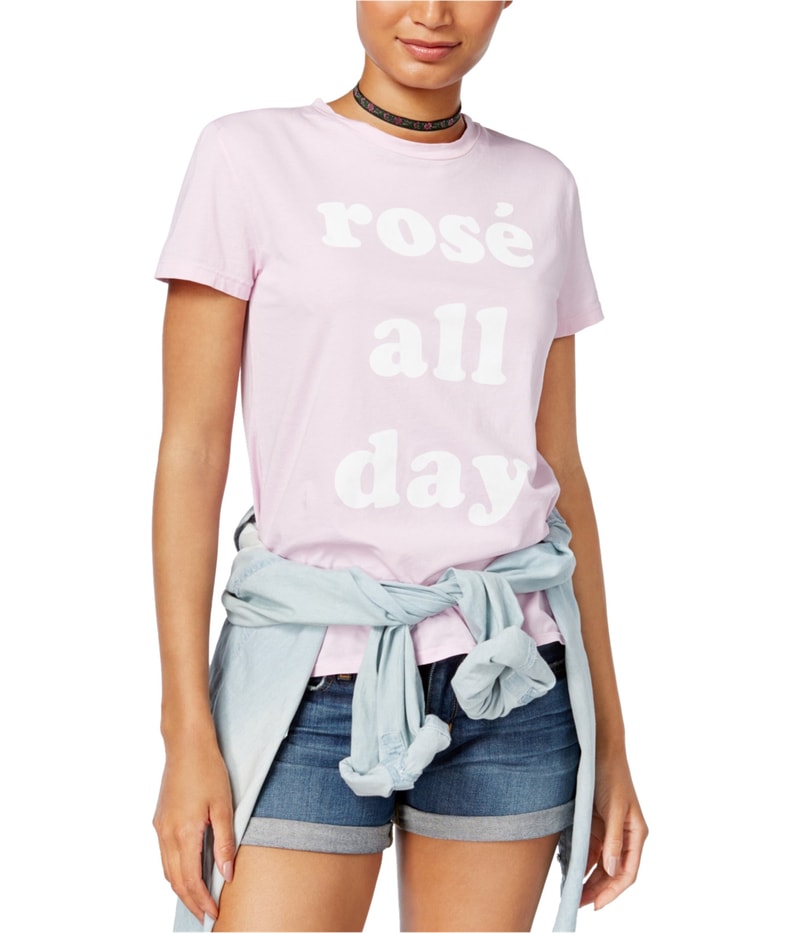 Dream Scene Womens Rose All Day Graphic T-Shirt in Pink